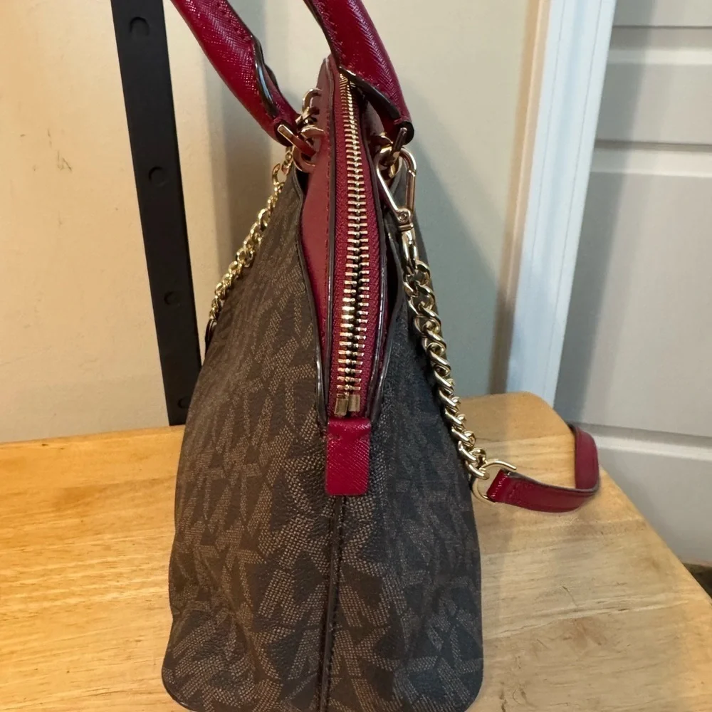 Michael Kors Red and Brown Handbag